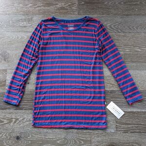 NWT Kickee Pants Print Loosey Goosey Long Sleeve Tee Everyday Heroes Navy Stripe